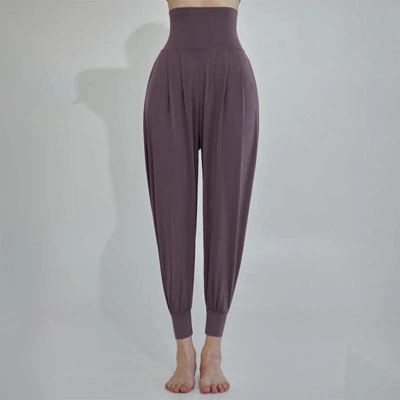 Olivenorma Ultra High Waist Pleated Loose Harem Jogger Yoga Damenhose