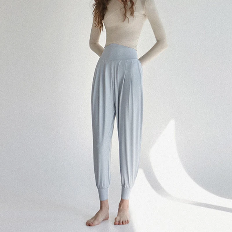 Olivenorma Ultra High Waist Pleated Loose Harem Jogger Yoga Damenhose