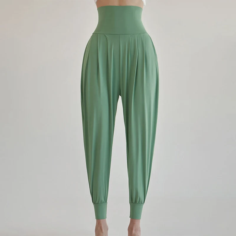 Olivenorma Ultra High Waist Pleated Loose Harem Jogger Yoga Damenhose