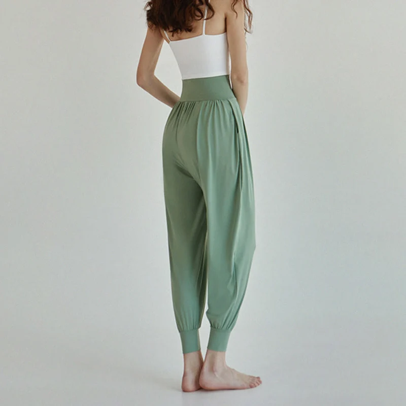 Olivenorma Ultra High Waist Pleated Loose Harem Jogger Yoga Damenhose