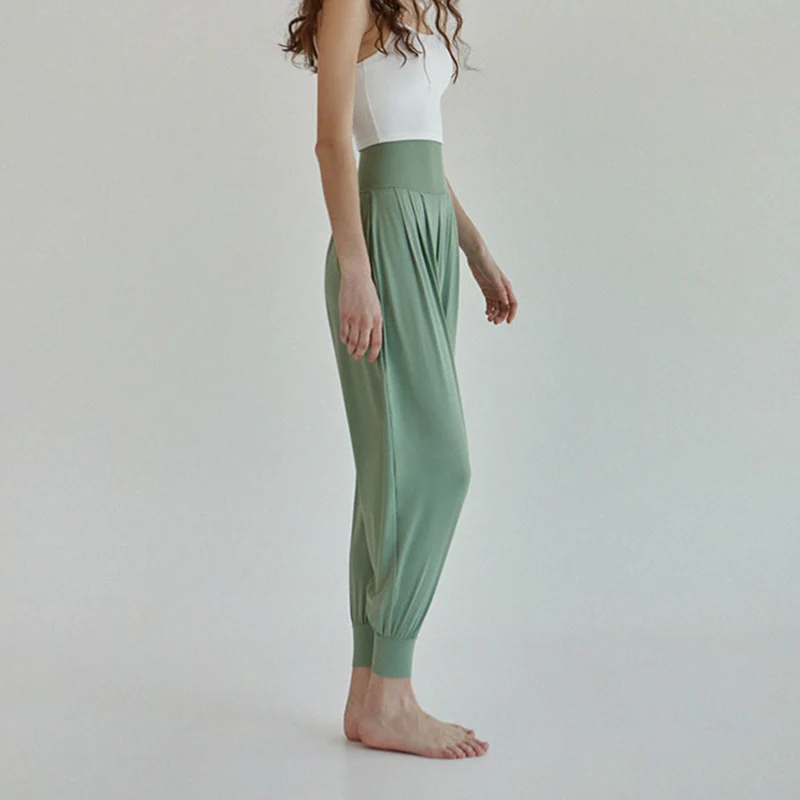 Olivenorma Ultra High Waist Pleated Loose Harem Jogger Yoga Damenhose