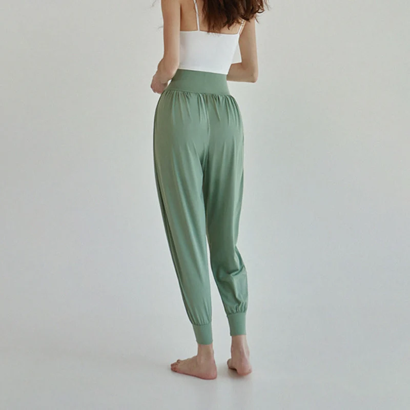 Olivenorma Ultra High Waist Pleated Loose Harem Jogger Yoga Damenhose