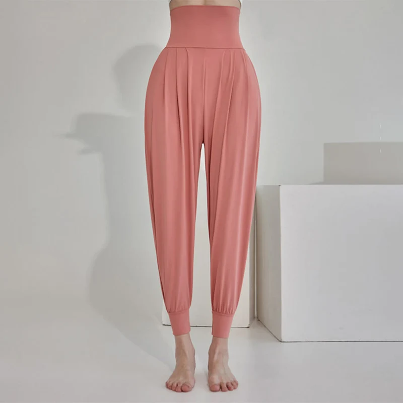 Olivenorma Ultra High Waist Pleated Loose Harem Jogger Yoga Damenhose