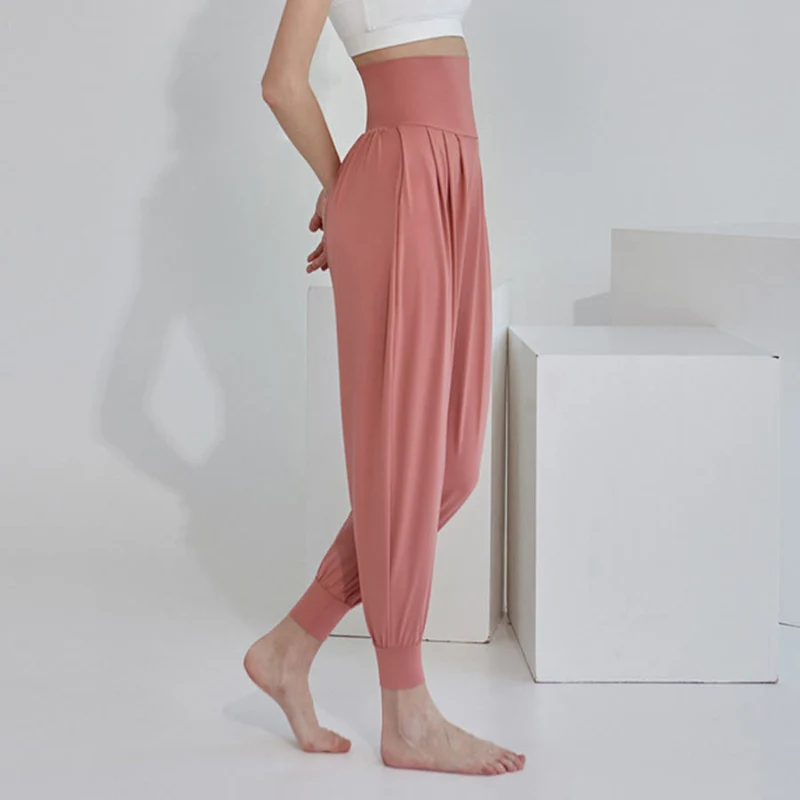 Olivenorma Ultra High Waist Pleated Loose Harem Jogger Yoga Damenhose