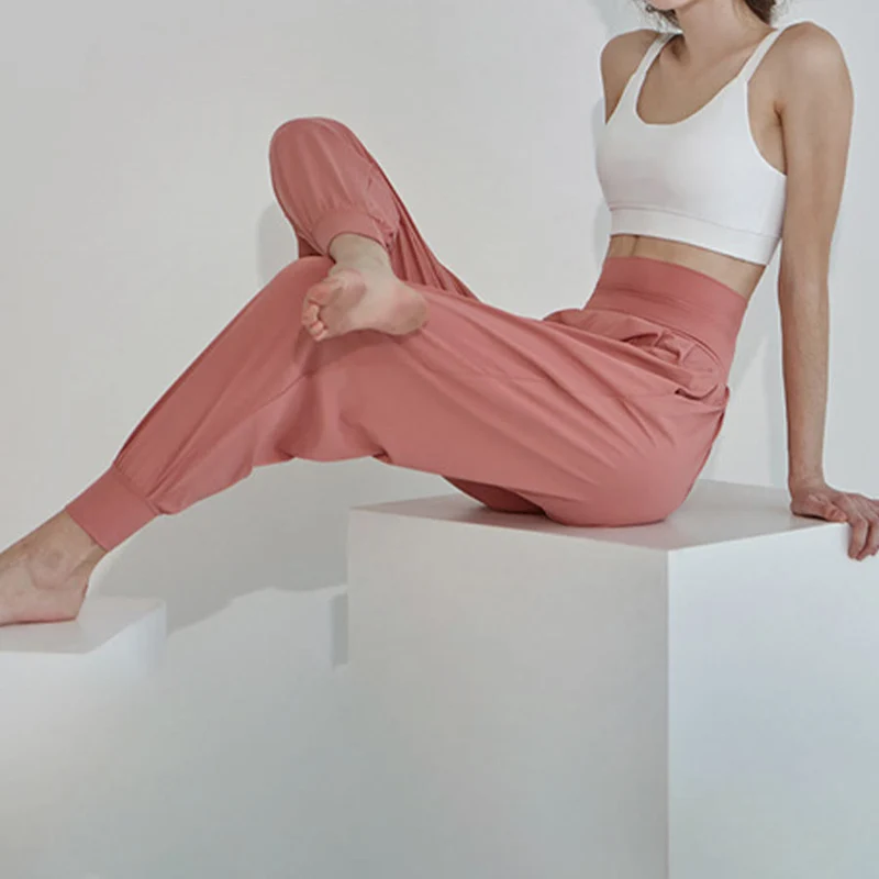 Olivenorma Ultra High Waist Pleated Loose Harem Jogger Yoga Damenhose