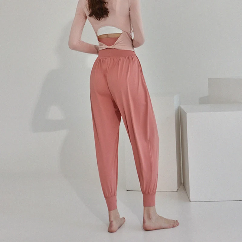 Olivenorma Ultra High Waist Pleated Loose Harem Jogger Yoga Damenhose