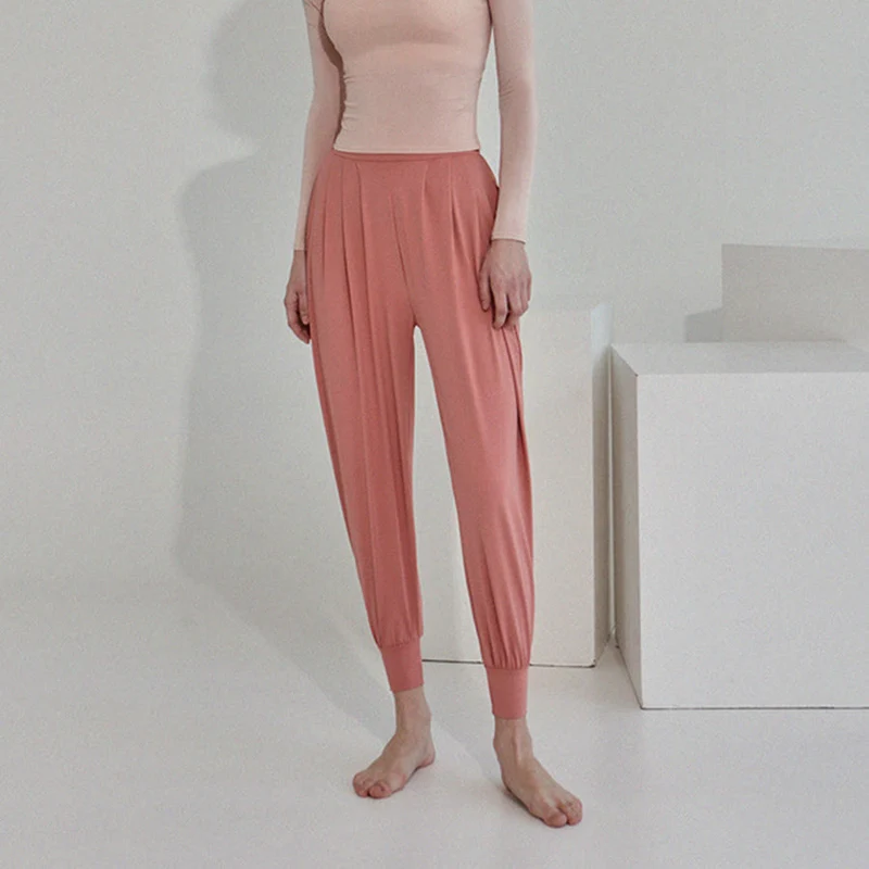Olivenorma Ultra High Waist Pleated Loose Harem Jogger Yoga Damenhose