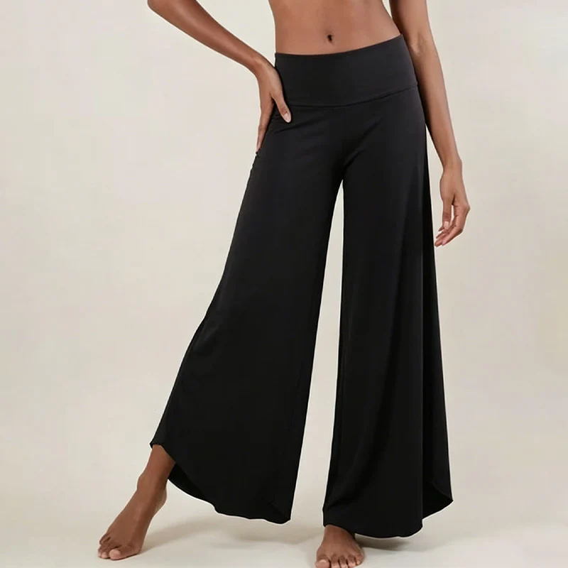 Olivenorma Yogahose für Damen mit hohem Bund, gerafftem, lockerem Schnitt und geradem Bein