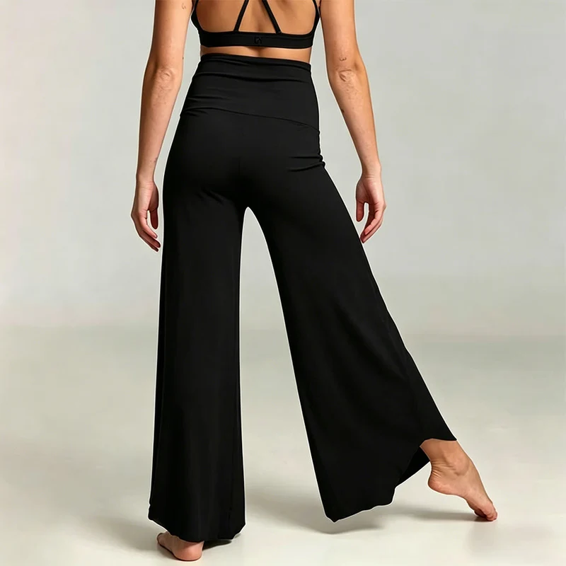 Olivenorma Yogahose für Damen mit hohem Bund, gerafftem, lockerem Schnitt und geradem Bein