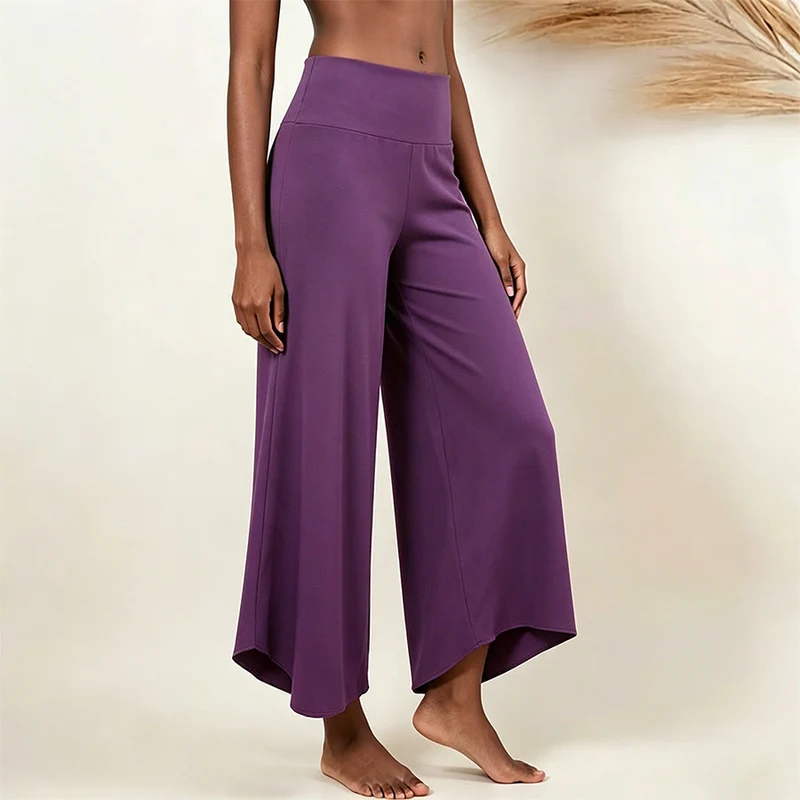 Olivenorma Yogahose für Damen mit hohem Bund, gerafftem, lockerem Schnitt und geradem Bein