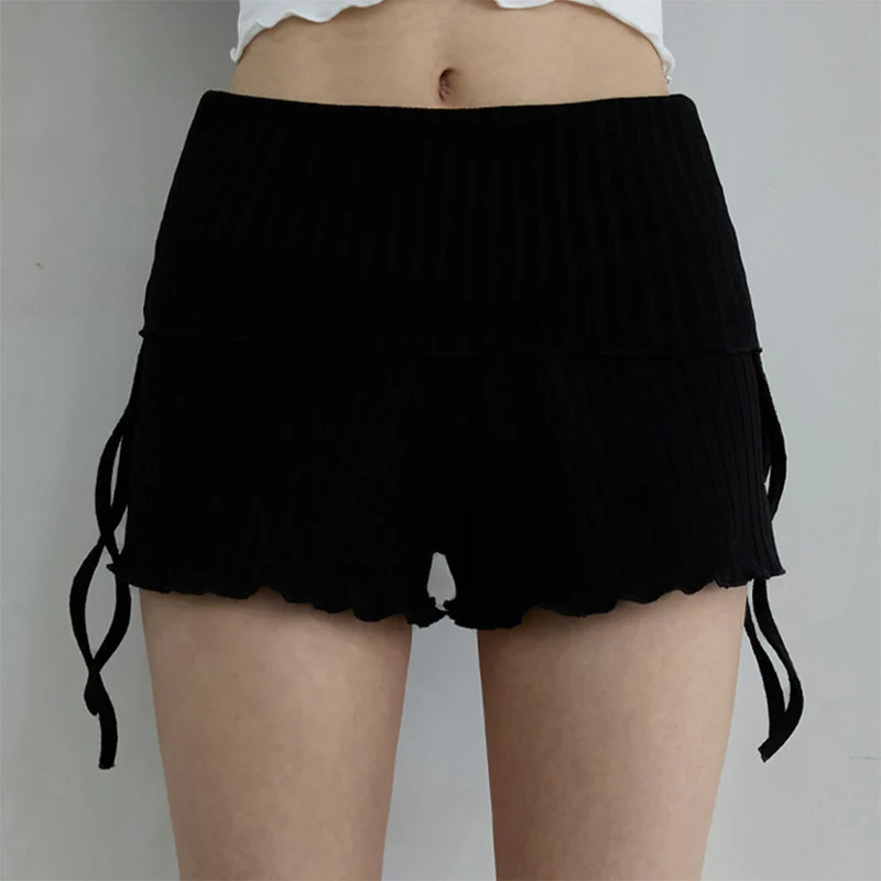 Olivenorma Shorts für Damen, lässig und bequem, mit umklappbarem Bund, Raffungen an der Seite und Kordelzug, ideal für Yoga.