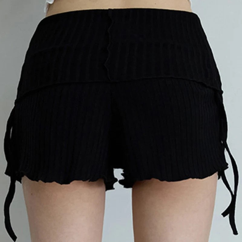 Olivenorma Shorts für Damen, lässig und bequem, mit umklappbarem Bund, Raffungen an der Seite und Kordelzug, ideal für Yoga.