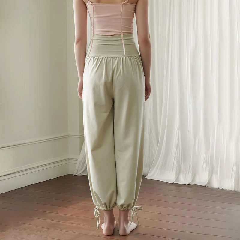 Olivenorma High Waist Pleated Drawstring Ankle Harem Yoga Pants Women's Pants