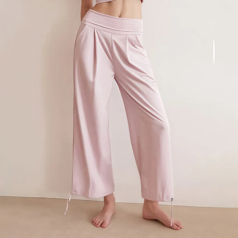 Olivenorma High Waist Pleated Drawstring Ankle Harem Yoga Pants Women's Pants