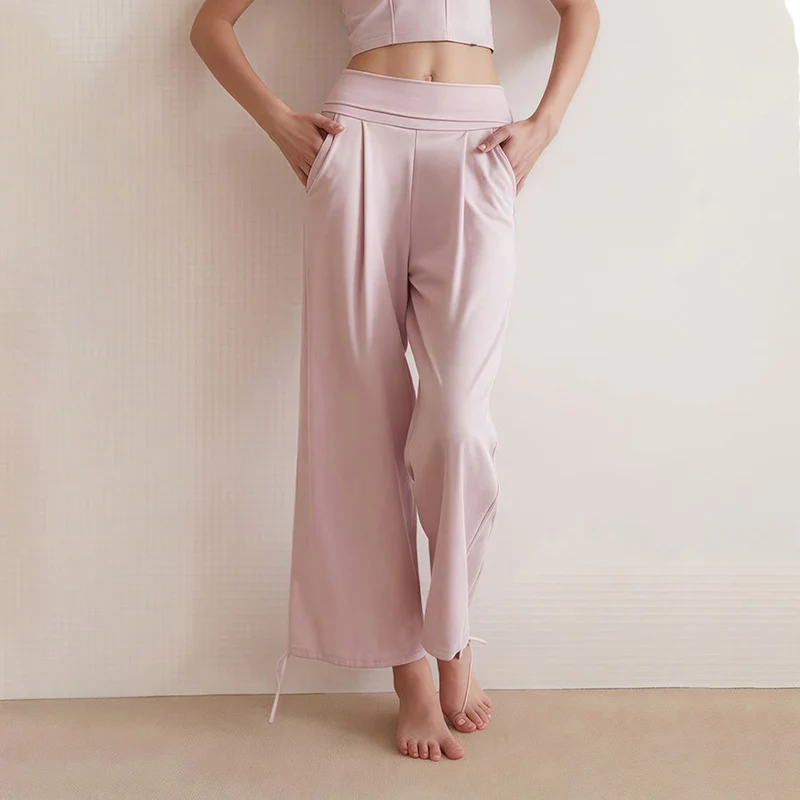 Olivenorma High Waist Pleated Drawstring Ankle Harem Yoga Pants Women's Pants