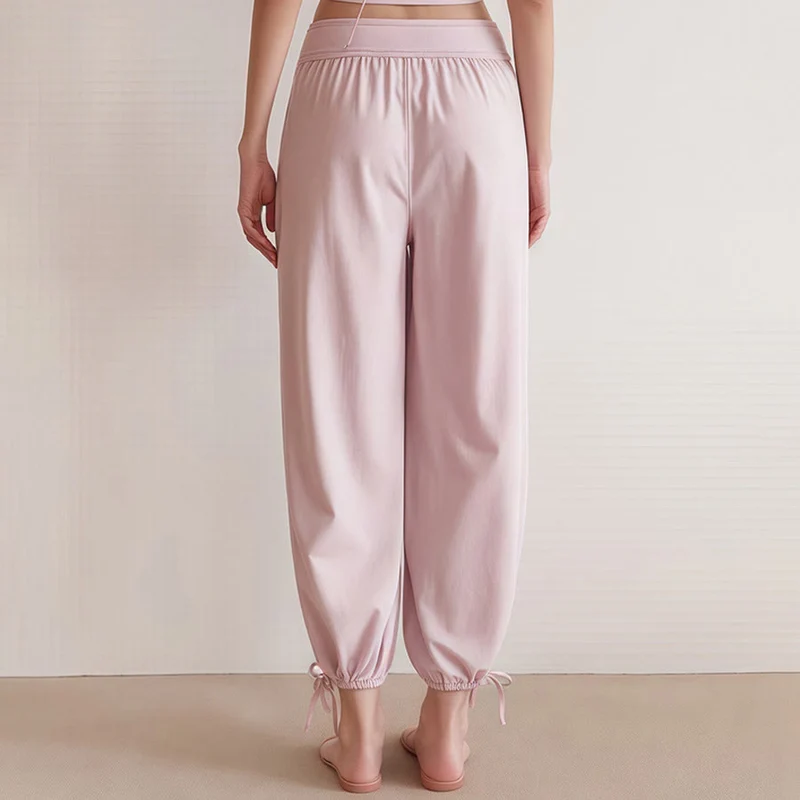 Olivenorma High Waist Pleated Drawstring Ankle Harem Yoga Pants Women's Pants