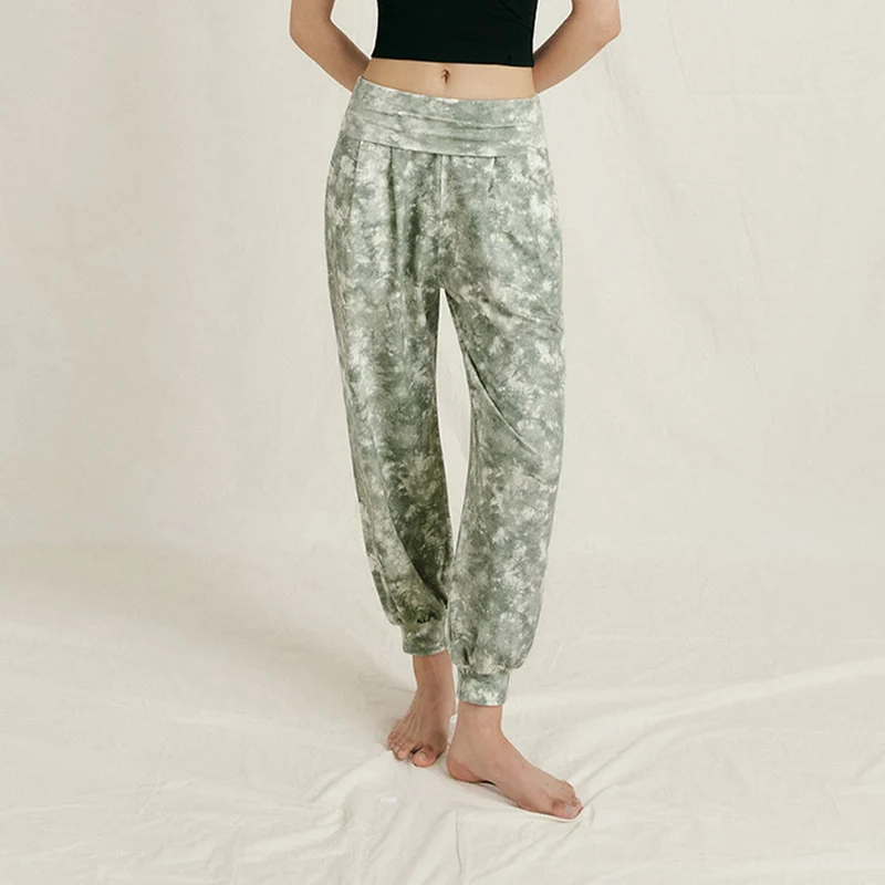 Olivenorma High Waist Pleated Cuffed Harem Casual Yoga Damenhose