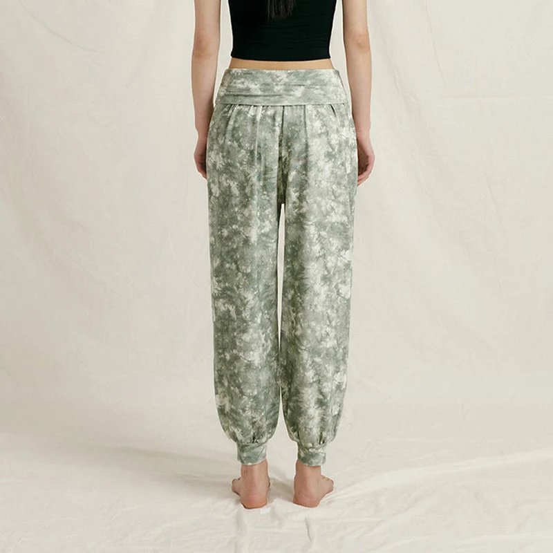 Olivenorma High Waist Pleated Cuffed Harem Casual Yoga Damenhose