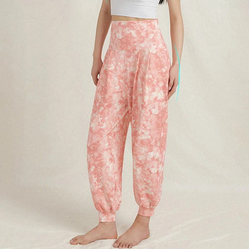 Olivenorma High Waist Pleated Cuffed Harem Casual Yoga Damenhose