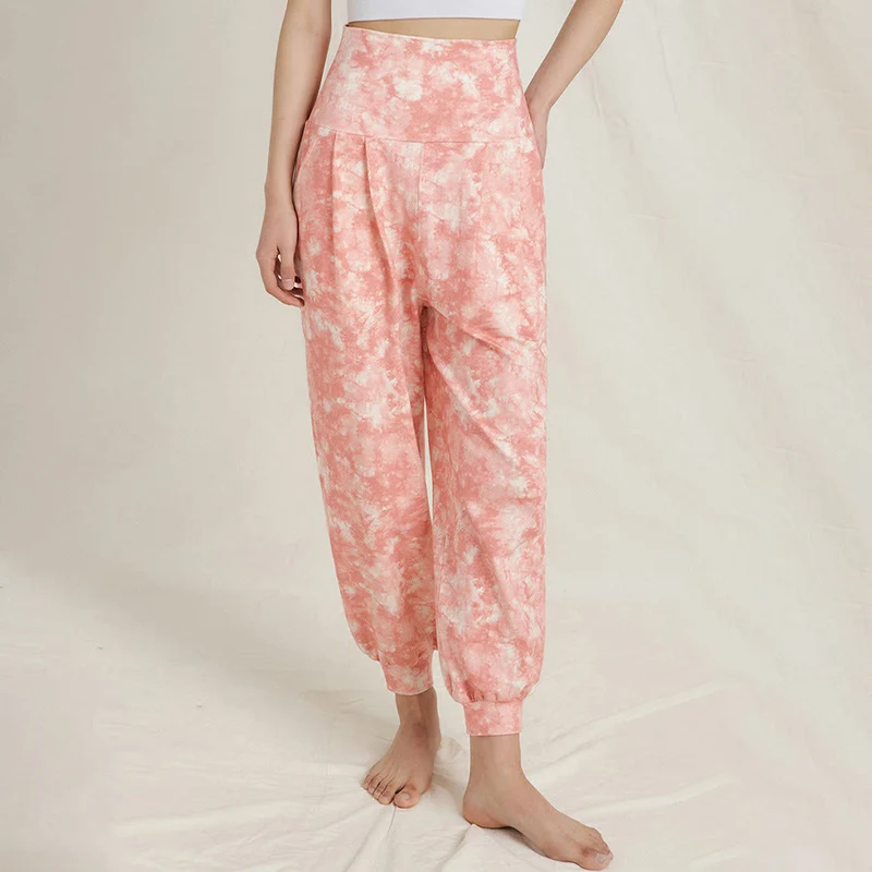 Olivenorma High Waist Pleated Cuffed Harem Casual Yoga Damenhose