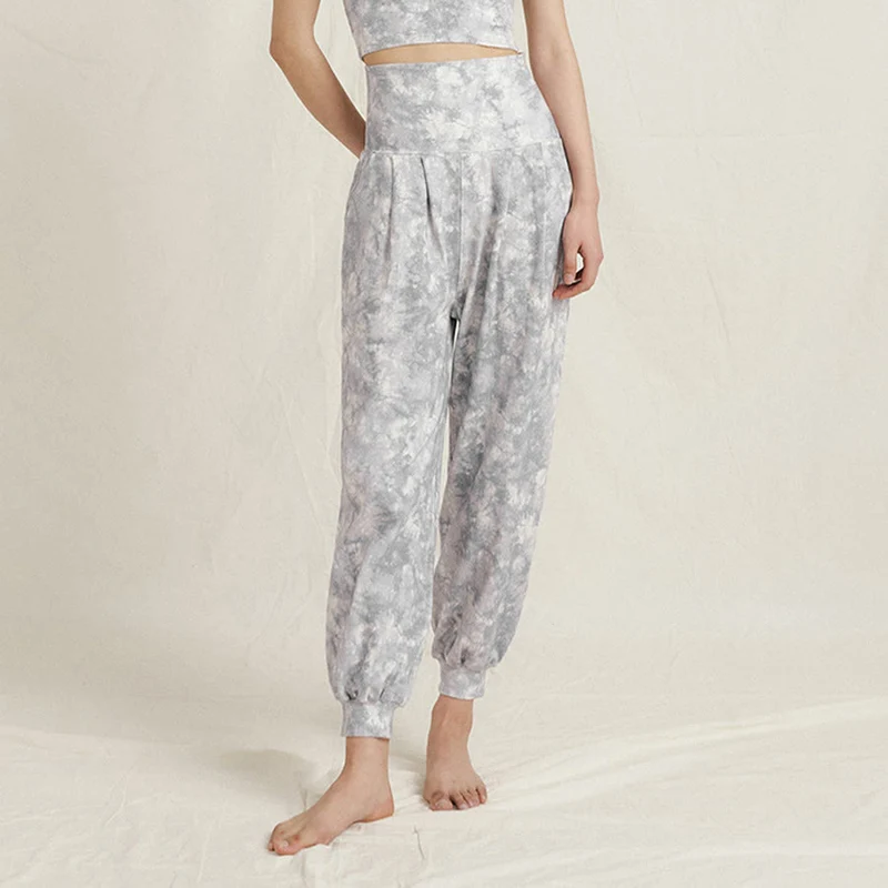 Olivenorma High Waist Pleated Cuffed Harem Casual Yoga Damenhose