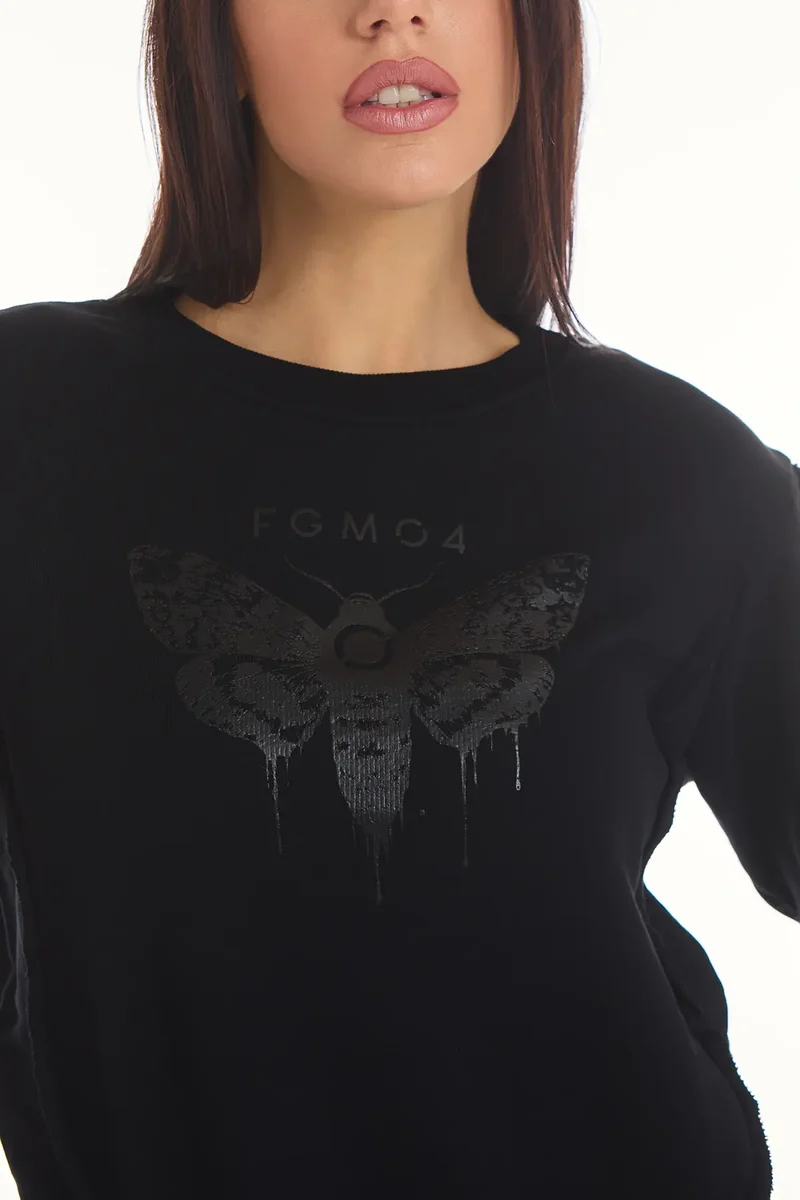 Felpa Donna Butterfly Nero