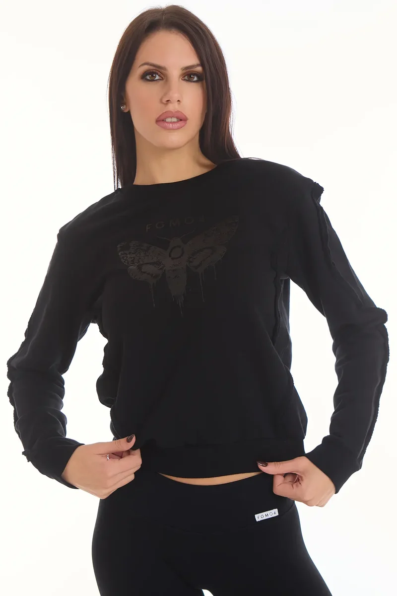 Felpa Donna Butterfly Nero