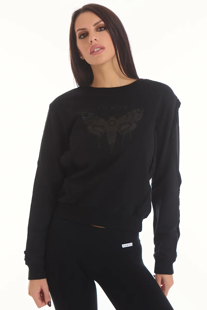 Felpa Donna Butterfly Nero