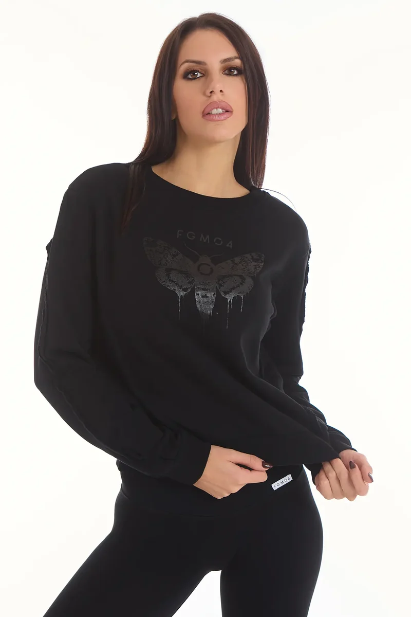 Felpa Donna Butterfly Nero