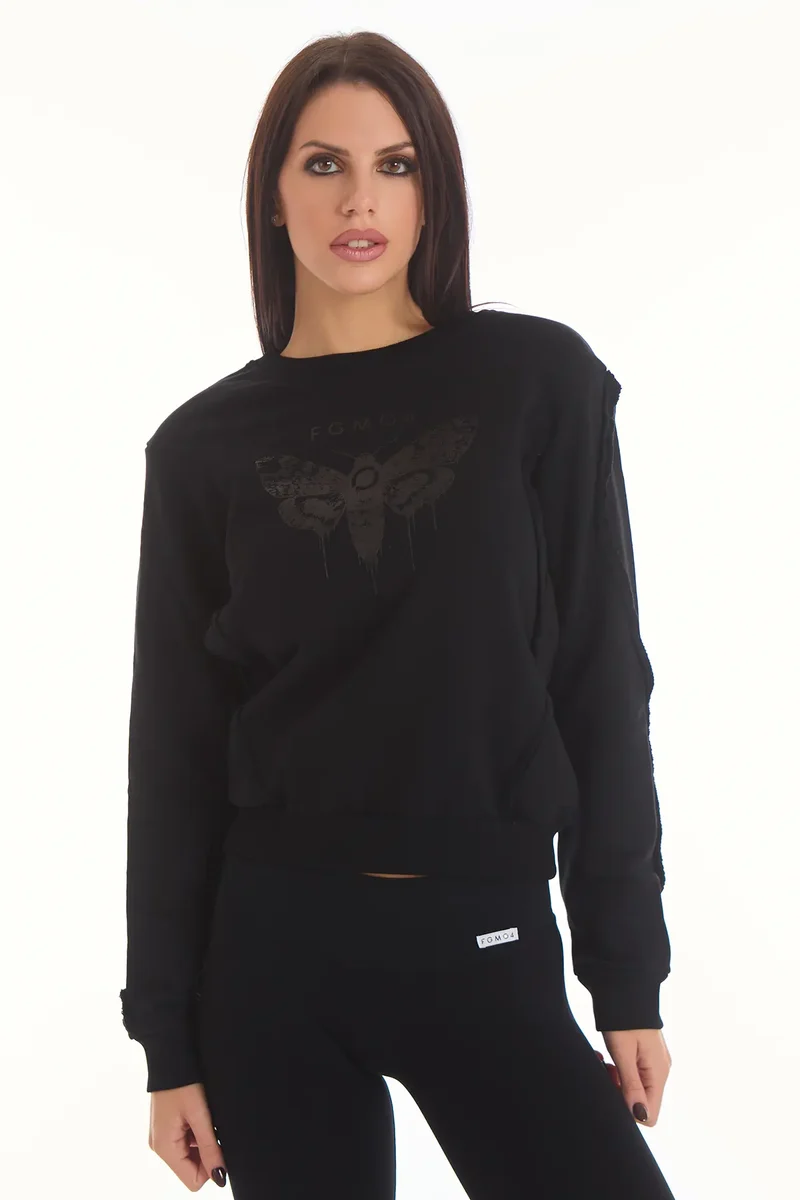 Felpa Donna Butterfly Nero