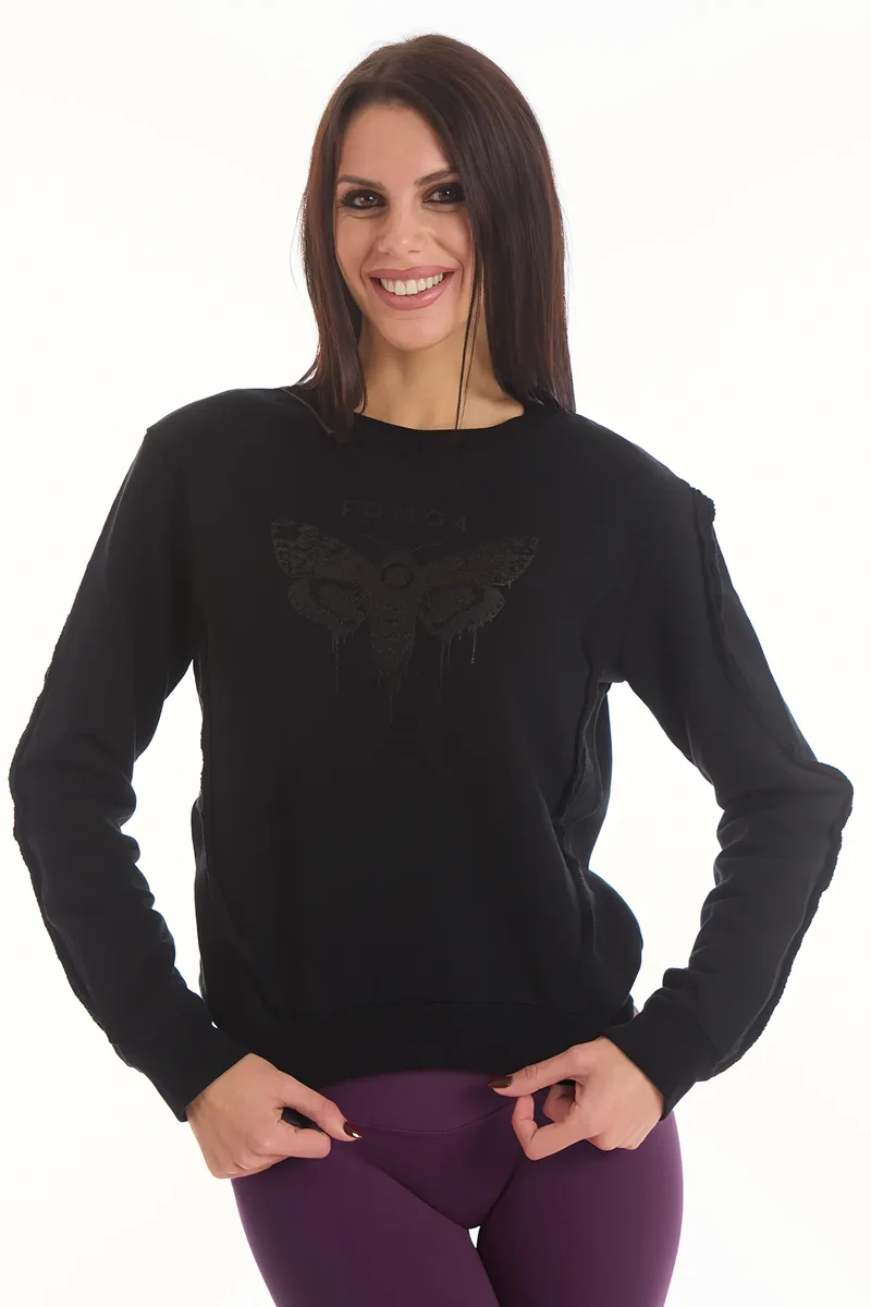Felpa Donna Butterfly Nero