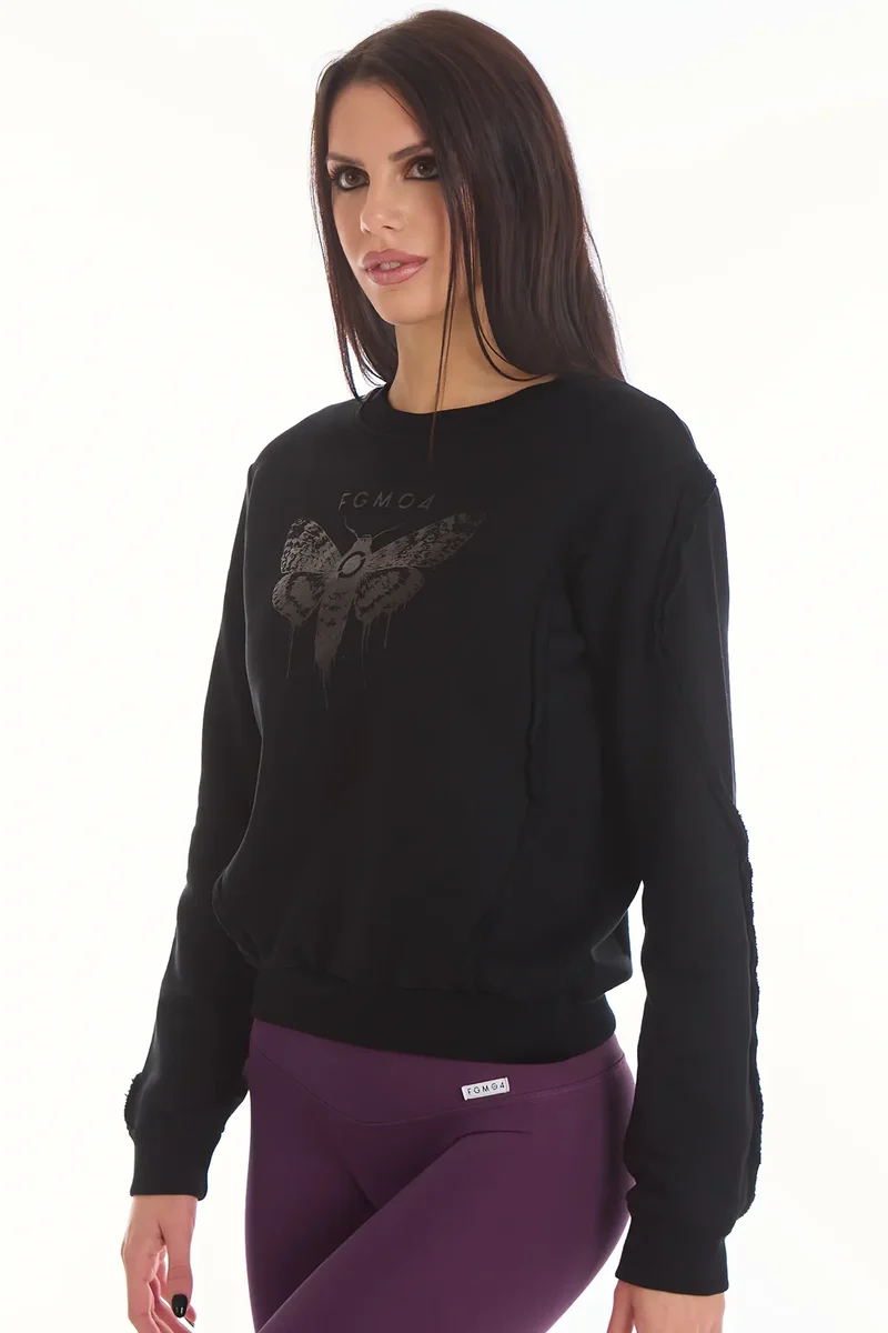 Felpa Donna Butterfly Nero