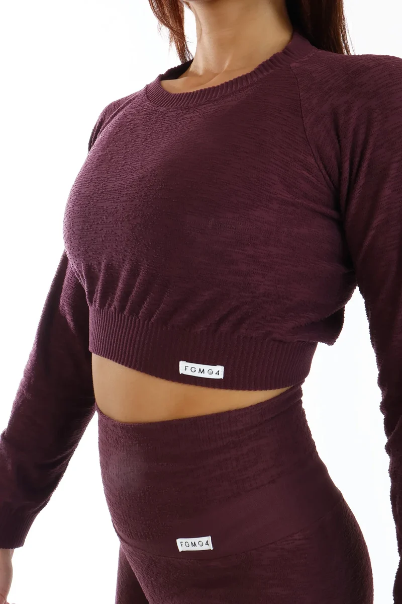 Maglia Crop Maniche Lunghe Materia Viola Melanzana