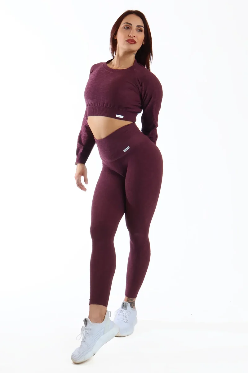 Maglia Crop Maniche Lunghe Materia Viola Melanzana