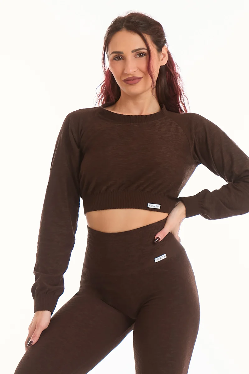 Maglia Crop Maniche Lunghe Materia Caffè