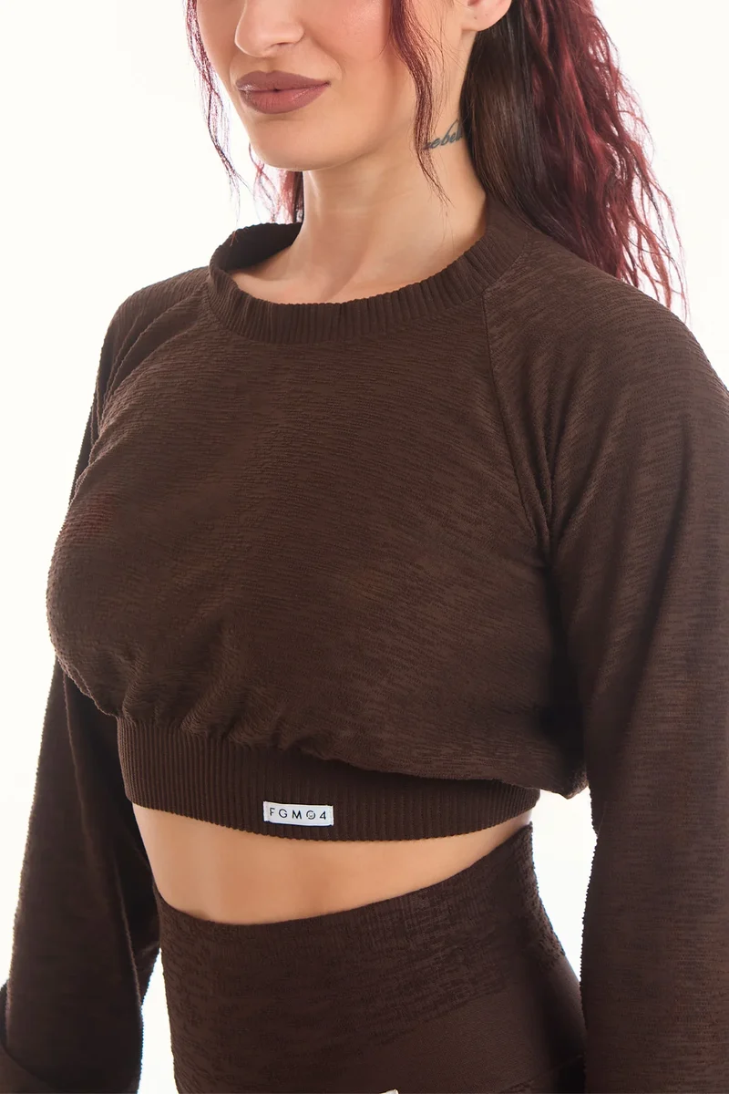 Maglia Crop Maniche Lunghe Materia Caffè