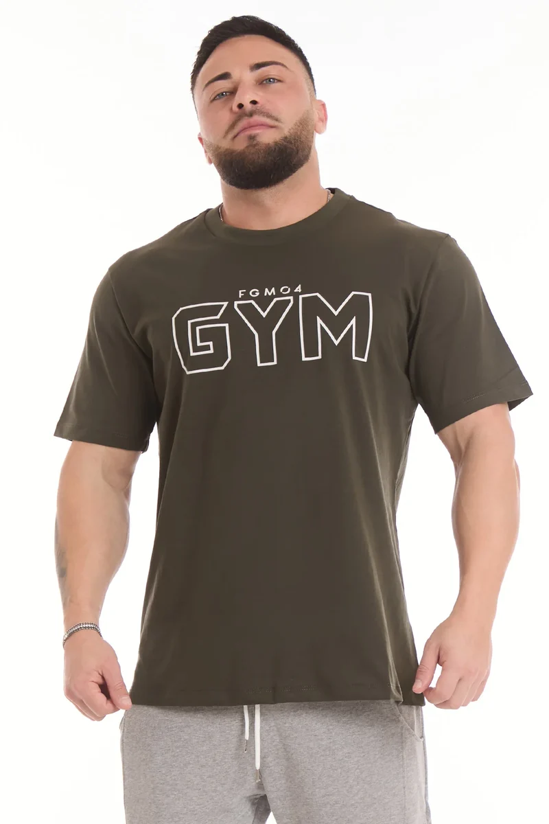 T-Shirt Uomo Gym FGM04 Verde Militare