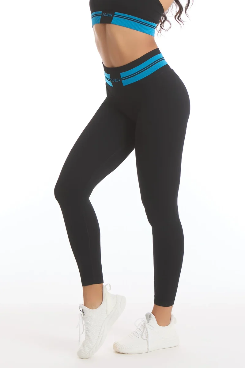Leggings Push Up Ikona Nero e Azzurro