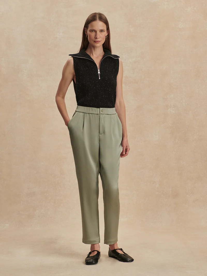 Double Satin Elegant Tapered Trouser Long