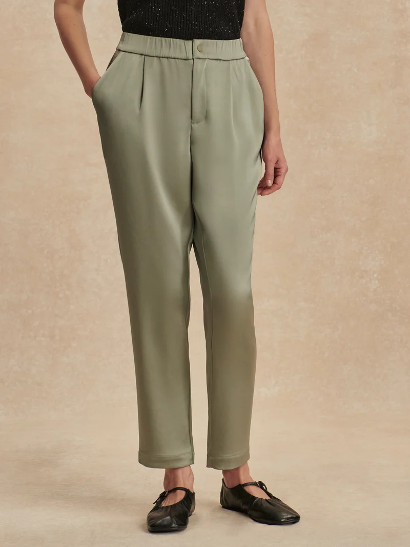 Double Satin Elegant Tapered Trouser Long