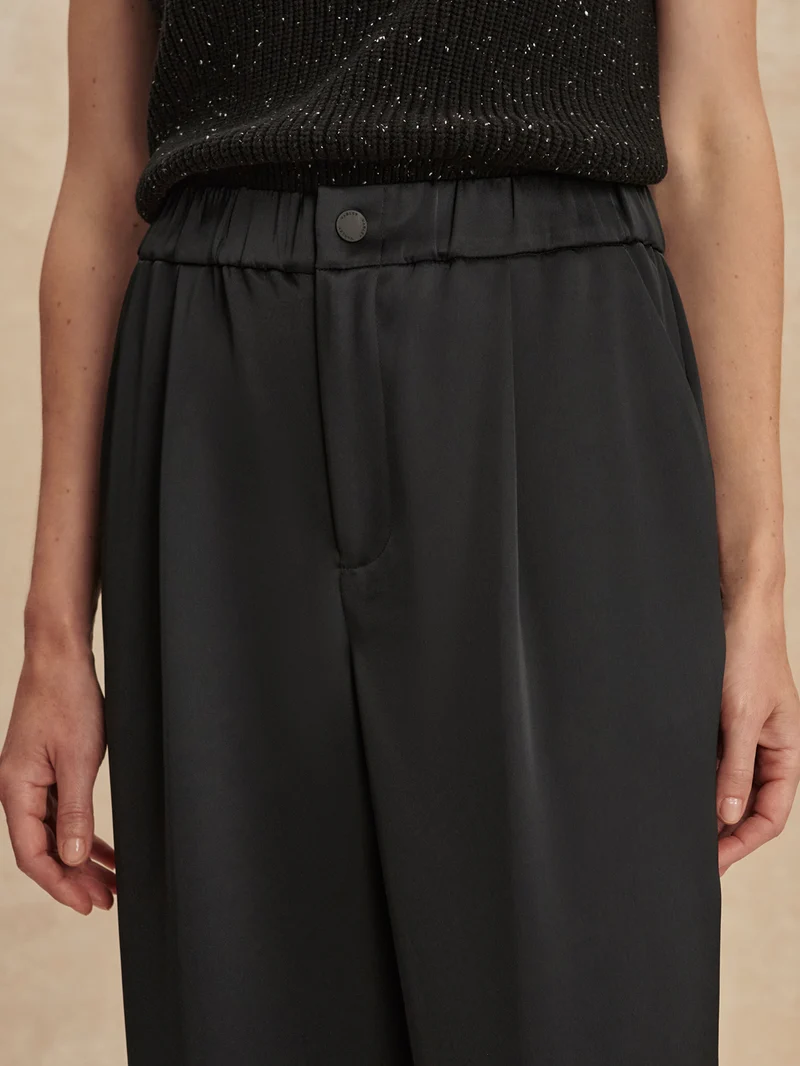 Double Satin Wide Leg Pant Long
