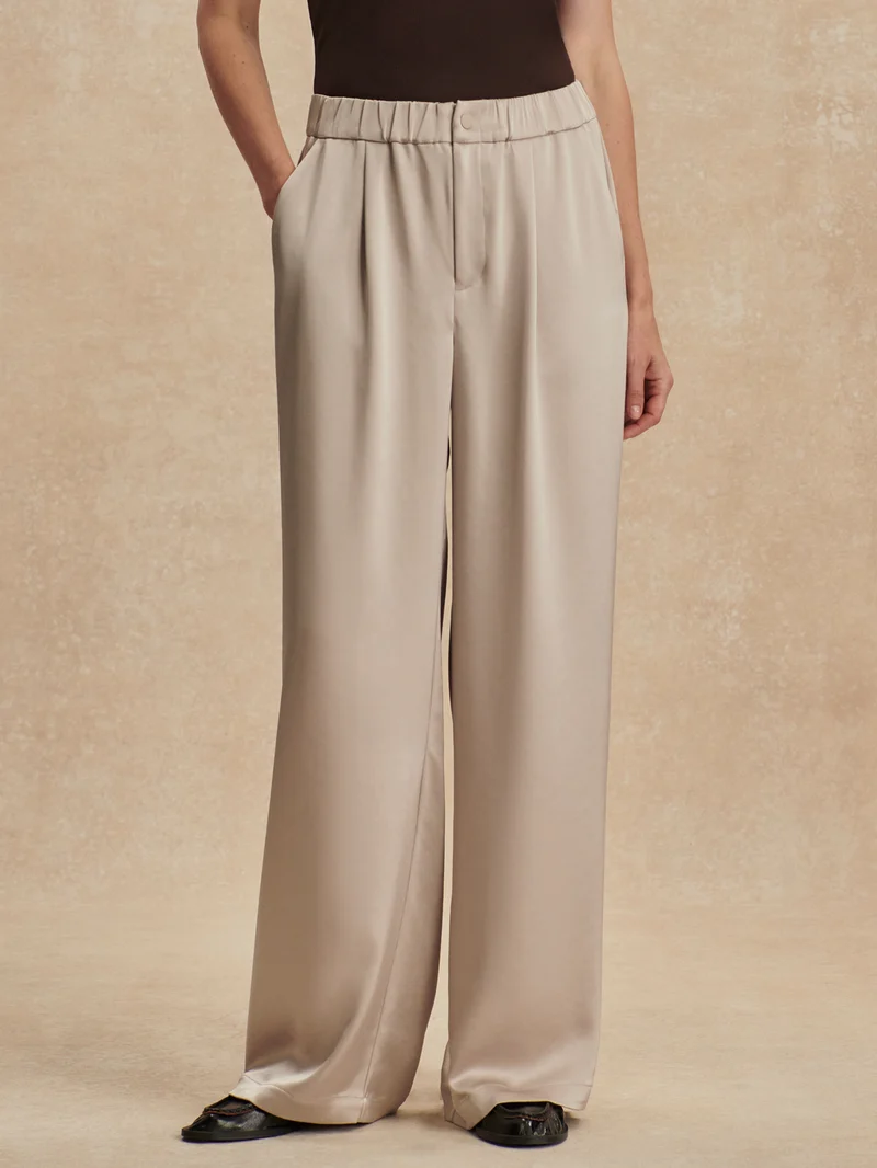 Double Satin Wide Leg Pant Long