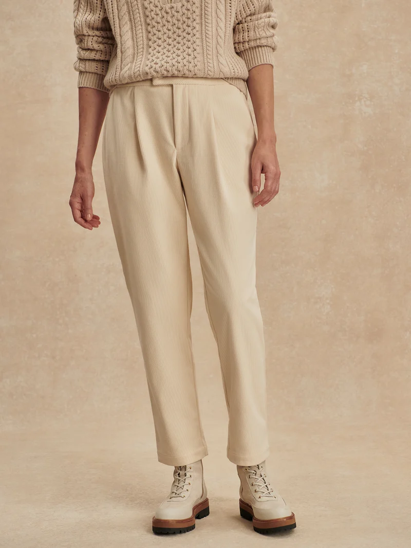Plush Cord Elegant Tapered Trouser Long