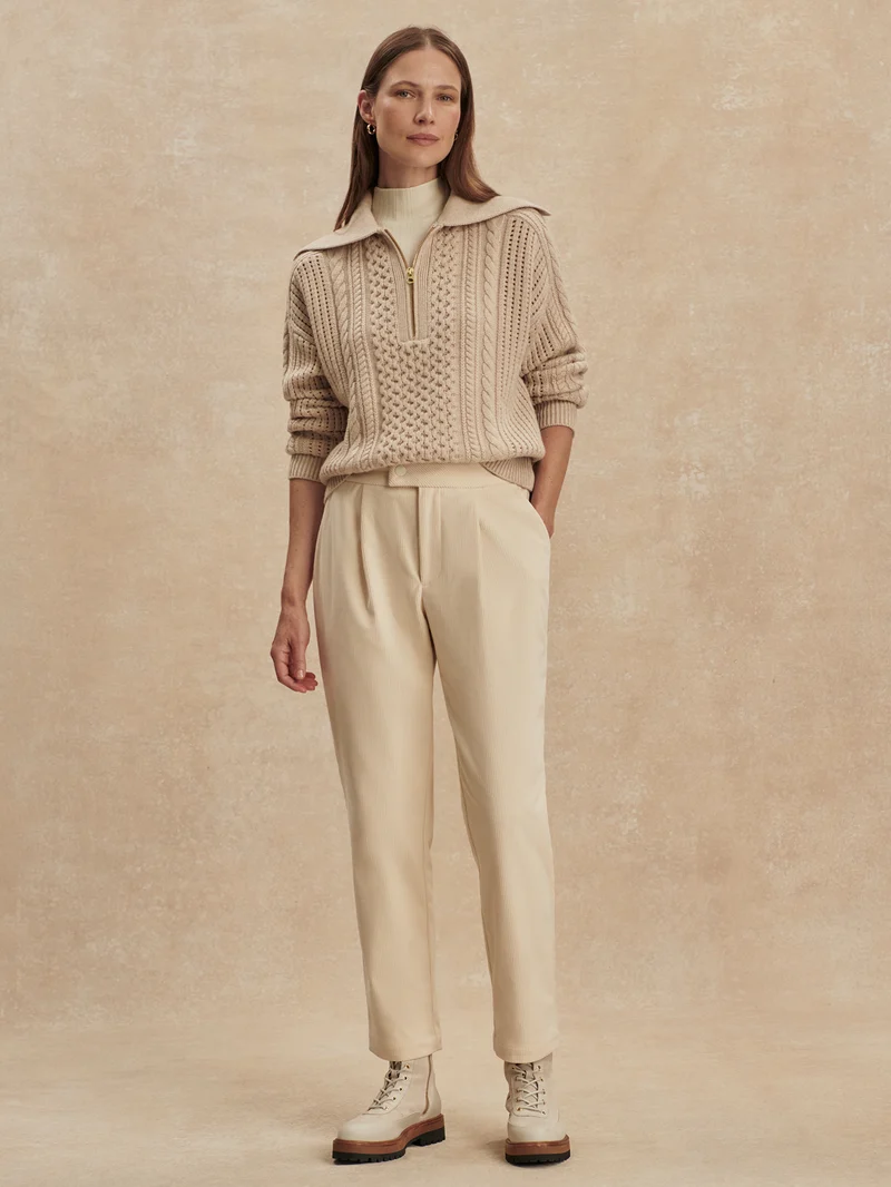 Plush Cord Elegant Tapered Trouser Long