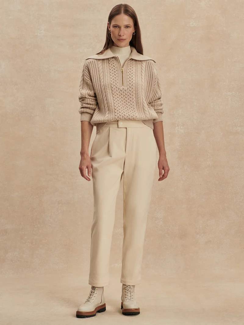 Plush Cord Elegant Tapered Trouser Long