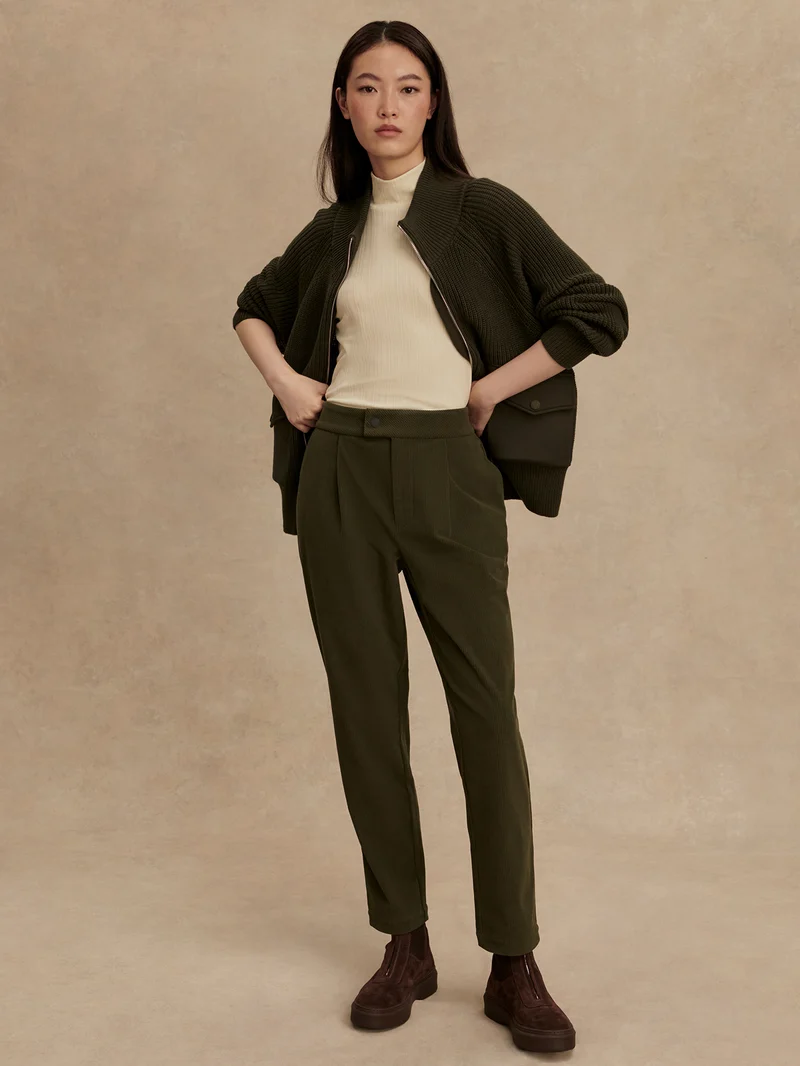 Plush Cord Elegant Tapered Trouser Long