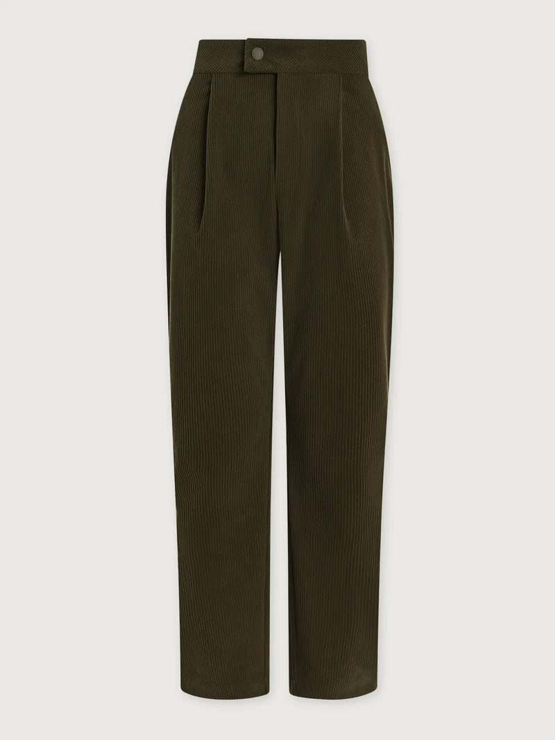 Plush Cord Elegant Tapered Trouser Long