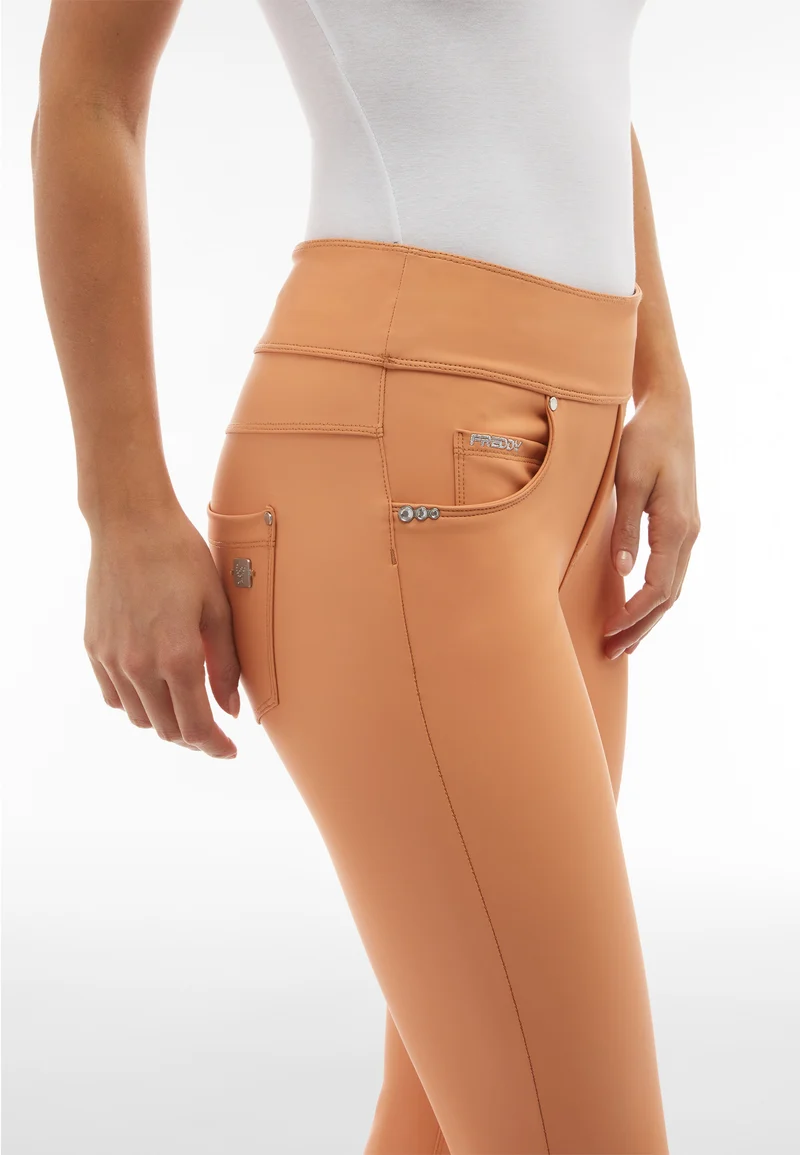 N.O.W. Yoga Mid Waist Skinny 7/8 Vegan Leather Pant - Lion Brown