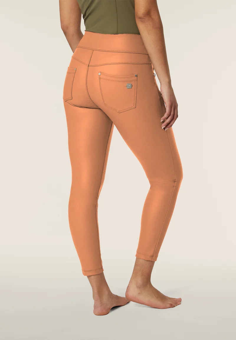 N.O.W. Yoga Mid Waist Skinny 7/8 Vegan Leather Pant - Lion Brown