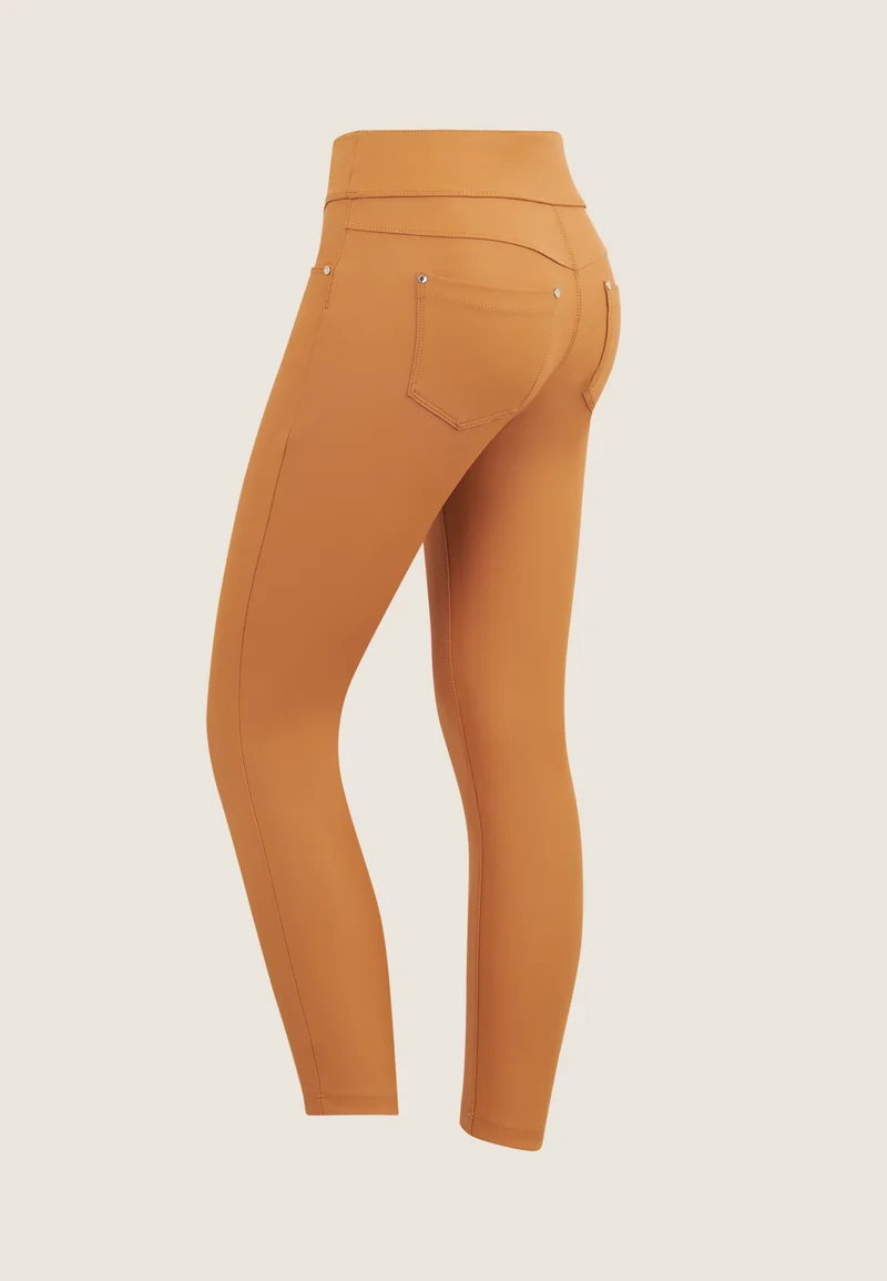 N.O.W. Yoga Mid Waist Skinny 7/8 Vegan Leather Pant - Lion Brown